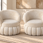 Luxury 360° Swivel Barrel Chair – Ivory Cream