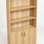 Modern Wooden Bookshelf with 2-Door Storage Cabine