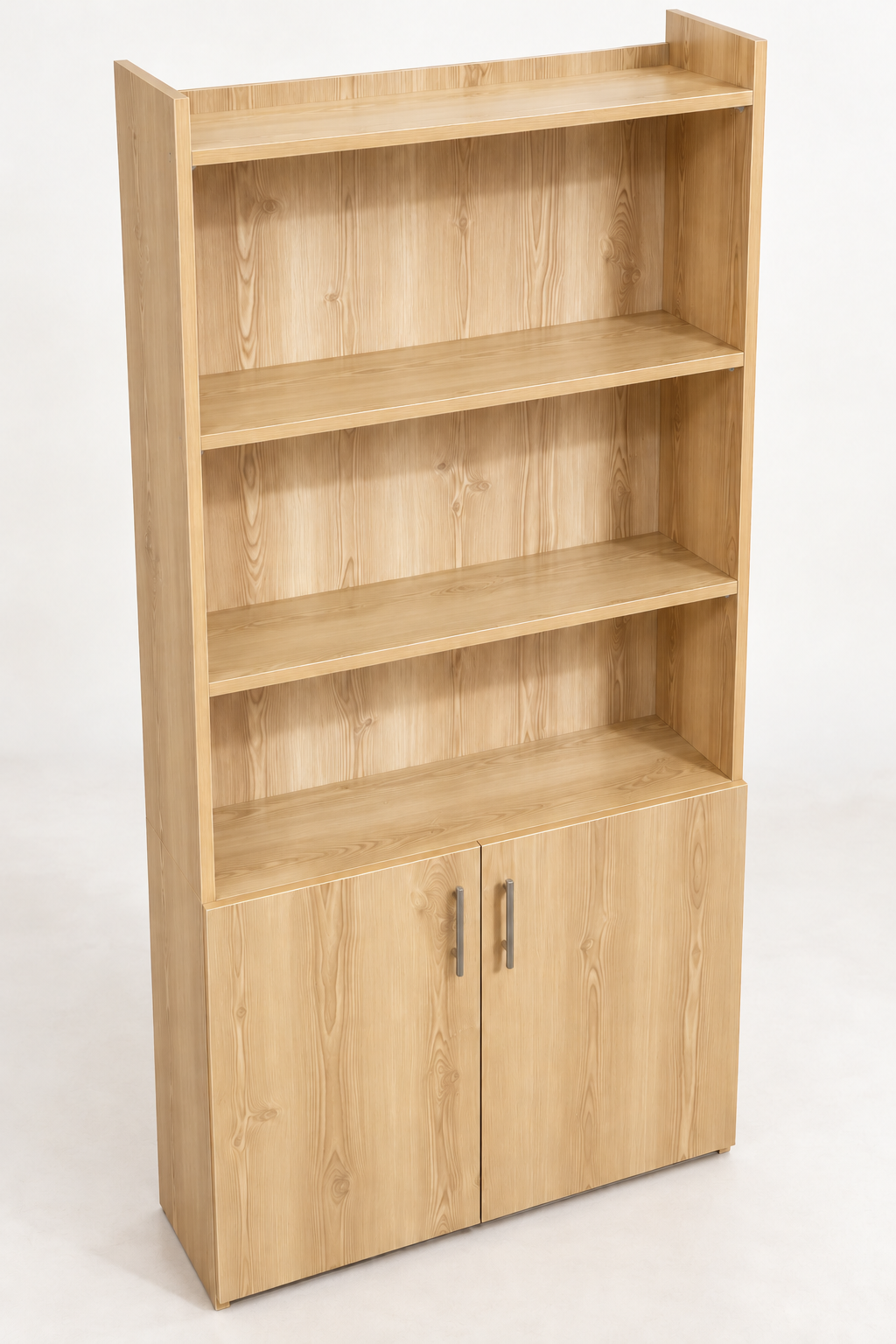 Matching cabinet handles restored-6 Modern Wooden Bookshelf with 2-Door Storage Cabine - Image 1