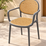 Modern Plastic Cane-Style Arm Chair – Indoor & Outdoor Chair