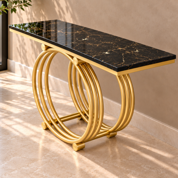 black-gold-marble-effect-console-table-with-circular-base