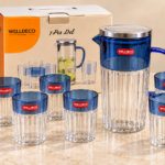 WELLDECO 7-Piece Water Jug & Glass Set – Blue & Clear | Free Delivery Across Pakistan