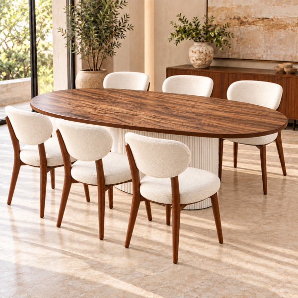 luxury-6-seater-oval-walnut-dining-table-set-cream-upholstered-chairs