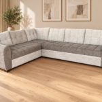 Luxury L-Shaped Sectional Sofa Set – Grey & Ivory Cream