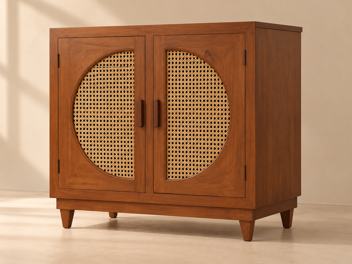 Walnut cane storage cabinet-1 Modern 2-Door Cane Storage Cabinet – Wooden Accent Cabinet - Image 1
